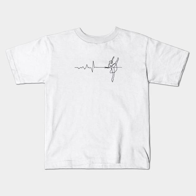 Ballerina | Ballet Dancer with heartbeat line Kids T-Shirt by ZuskaArt